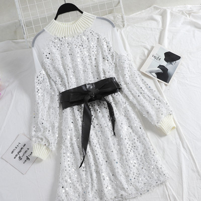 Őszi női ruha átlátszó váll és flitterekkel több színben