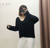 Cardigan scurt dama cu nasturi si maneci lungi - model larg