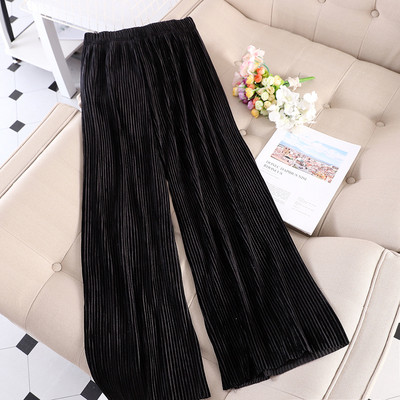 Плисиран дамски панталон с висока талия в различни цветове