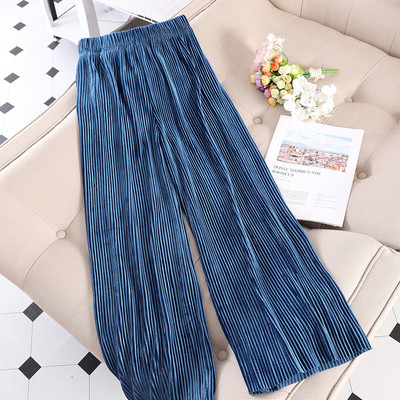 Плисиран дамски панталон с висока талия в различни цветове