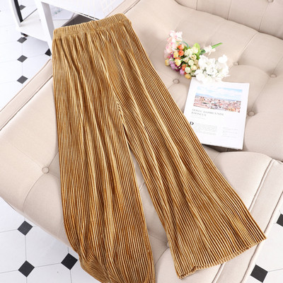 Плисиран дамски панталон с висока талия в различни цветове