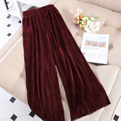 Плисиран дамски панталон с висока талия в различни цветове