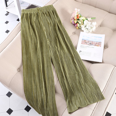 Плисиран дамски панталон с висока талия в различни цветове