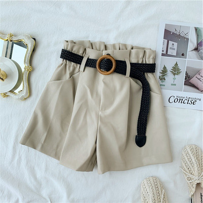 Pantaloni scurti de dama din piele ecologica cu curea in mai multe culori