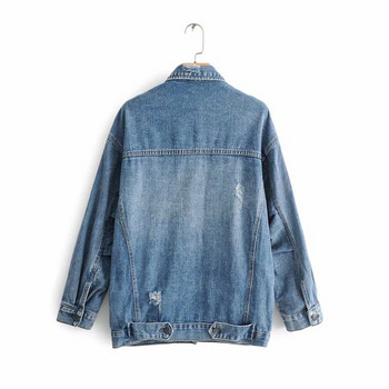 Jacheta de dama denim de culoare albastra - model lat