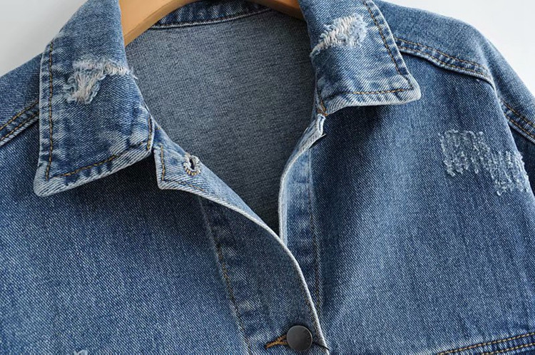 Jacheta de dama denim de culoare albastra - model lat