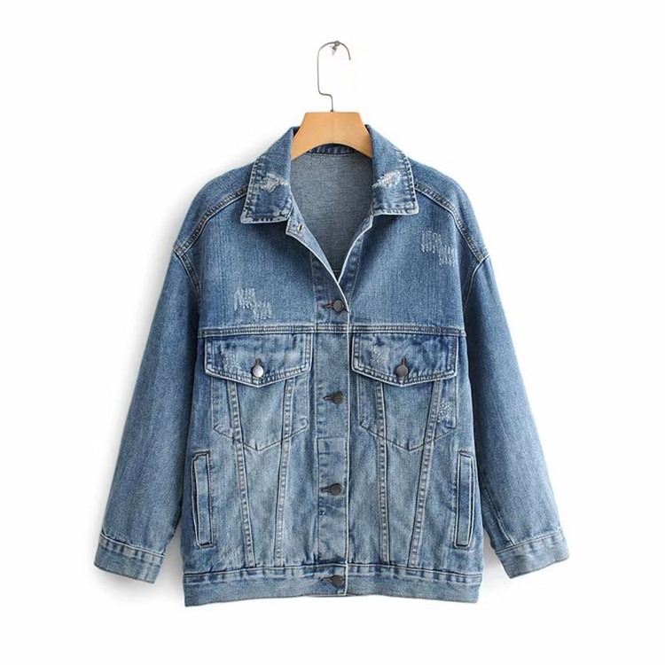 Jacheta de dama denim de culoare albastra - model lat