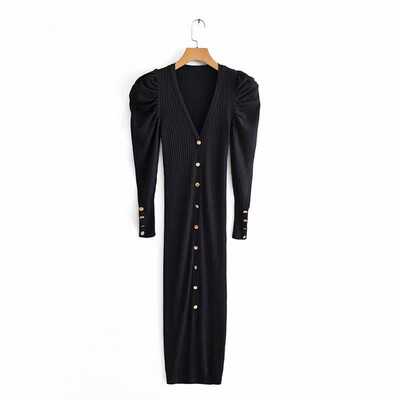 Modern hosszú ruha gombokkal és hosszú ujjú