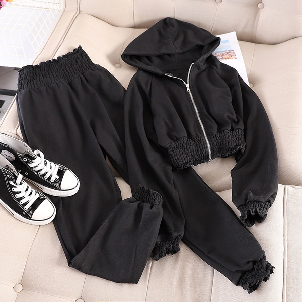 Set de damă sport-casual din două părți în verde și negru