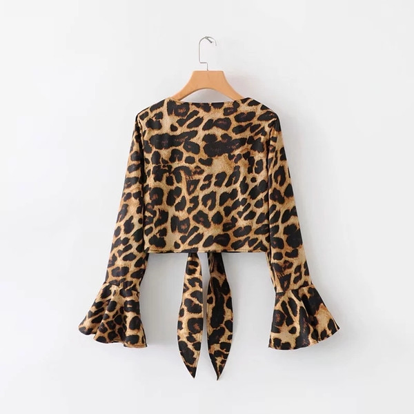 Cămașă modernă de damă cu model animal și mâneci lotus