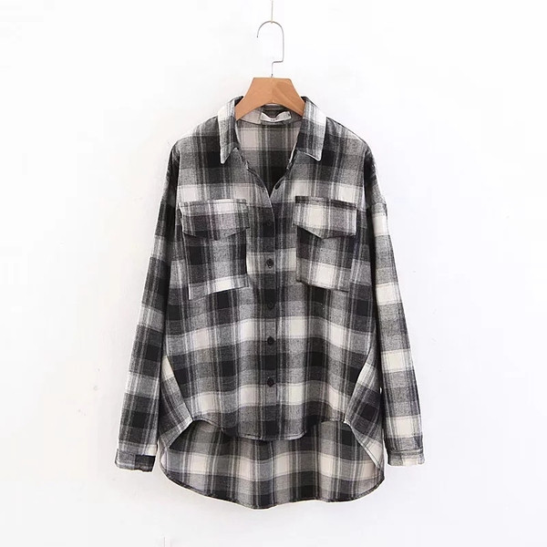 Kockás női alkalmi ing - aszimmetrikus modell