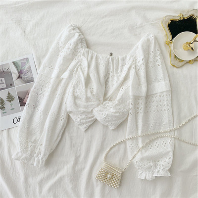 Rövid női csipkeblúz négy színben