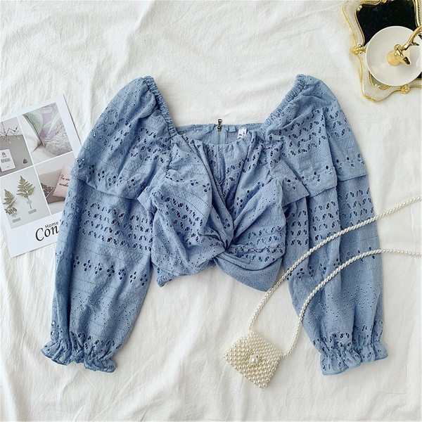 Rövid női csipkeblúz négy színben