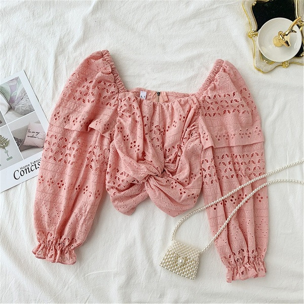 Rövid női csipkeblúz négy színben