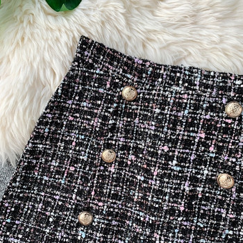 Fusta de dama eleganta cu nasturi in trei culori