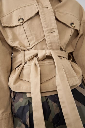 Geaca de dama din blugi de culoare maro - model lat