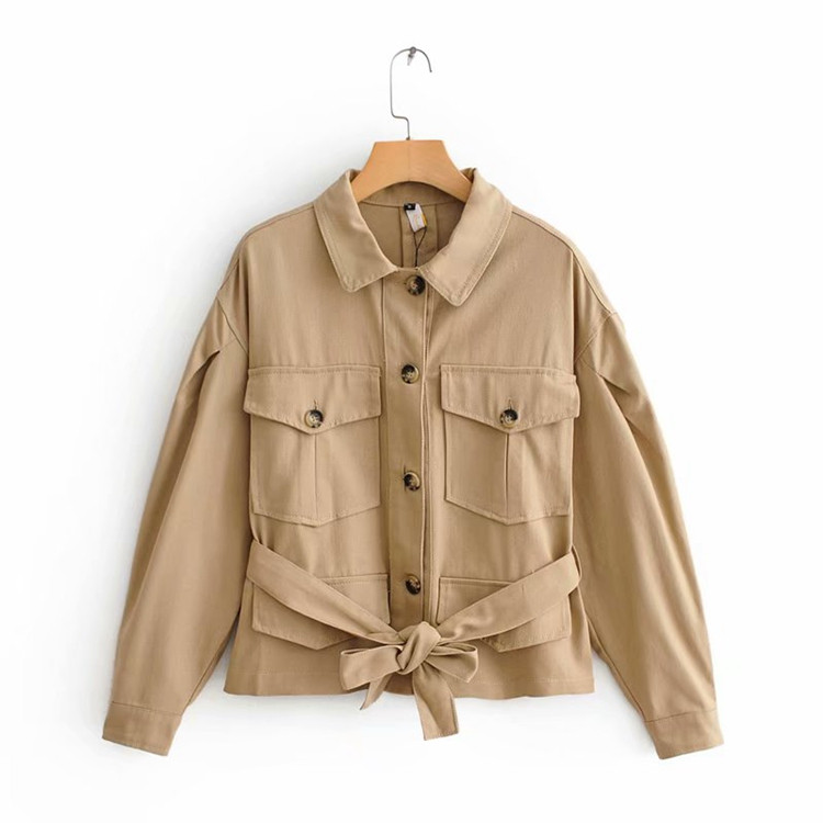 Geaca de dama din blugi de culoare maro - model lat