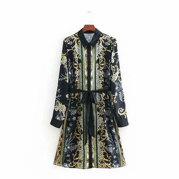 Színes rátéttel, hosszú ujjú női ruha