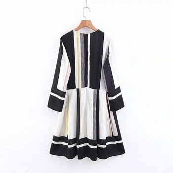 Rochie de dama in dungi cu maneci lungi