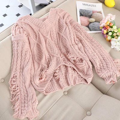 Pulover de dama modern cu motive rupte in mai multe culori