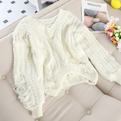 Pulover de dama modern cu motive rupte in mai multe culori