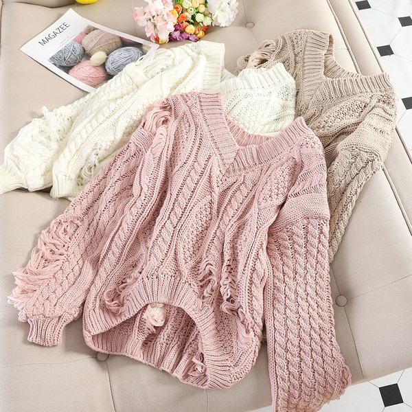 Pulover de dama modern cu motive rupte in mai multe culori