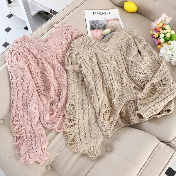 Pulover de dama modern cu motive rupte in mai multe culori