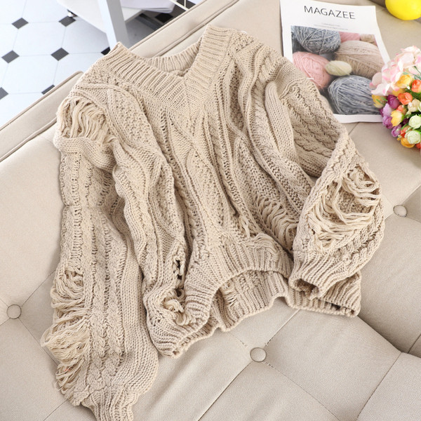 Pulover de dama modern cu motive rupte in mai multe culori