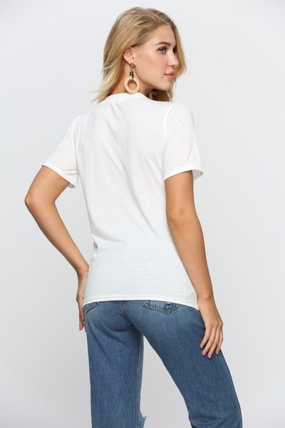 Tricou casual dama cu aplicatie si paiete in alb