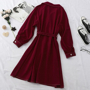 Rochie moderna de dama cu nasturi si curea in mai multe culori