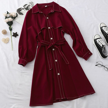 Rochie moderna de dama cu nasturi si curea in mai multe culori