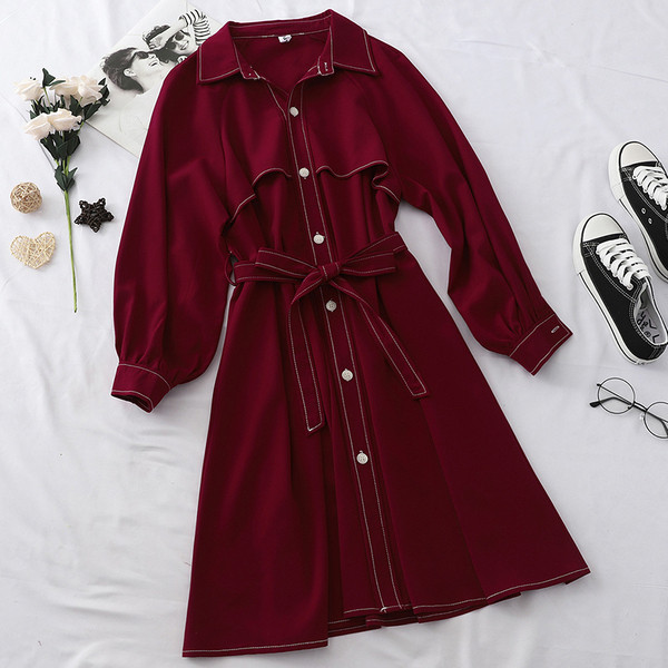 Rochie moderna de dama cu nasturi si curea in mai multe culori