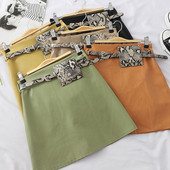 Eko bőrből készült modern női szoknya övvel több színben