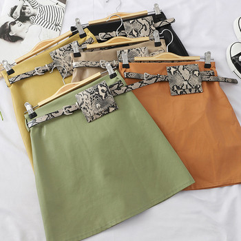 Eko bőrből készült modern női szoknya övvel több színben