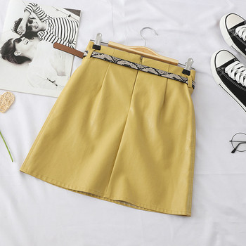 Eko bőrből készült modern női szoknya övvel több színben