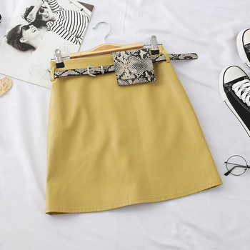 Eko bőrből készült modern női szoknya övvel több színben