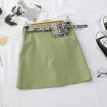 Eko bőrből készült modern női szoknya övvel több színben