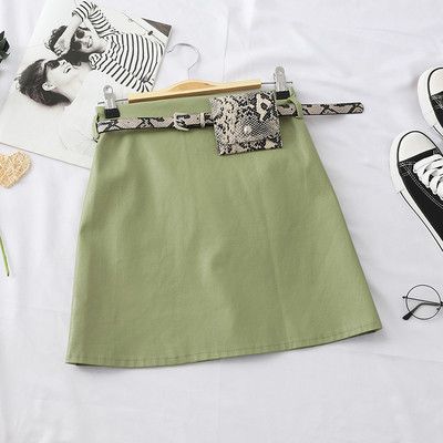 Eko bőrből készült modern női szoknya övvel több színben