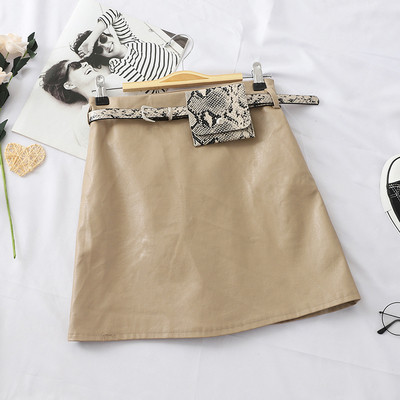 Eko bőrből készült modern női szoknya övvel több színben