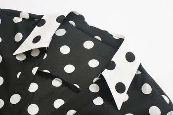 Rochie scurtă de damă cu mâneci lungi în puncte negre