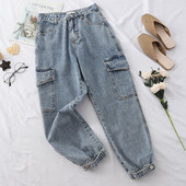 Alkalmi női farmer, magas derékkal és oldalzsebekkel