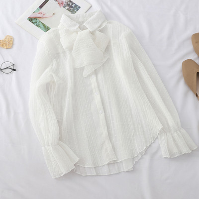 Stílusos női ing gallérján szalaggal több színben