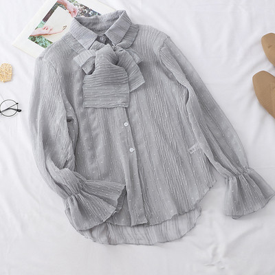 Stílusos női ing gallérján szalaggal több színben