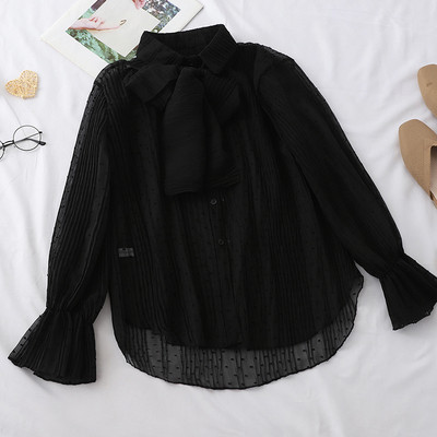 Stílusos női ing gallérján szalaggal több színben