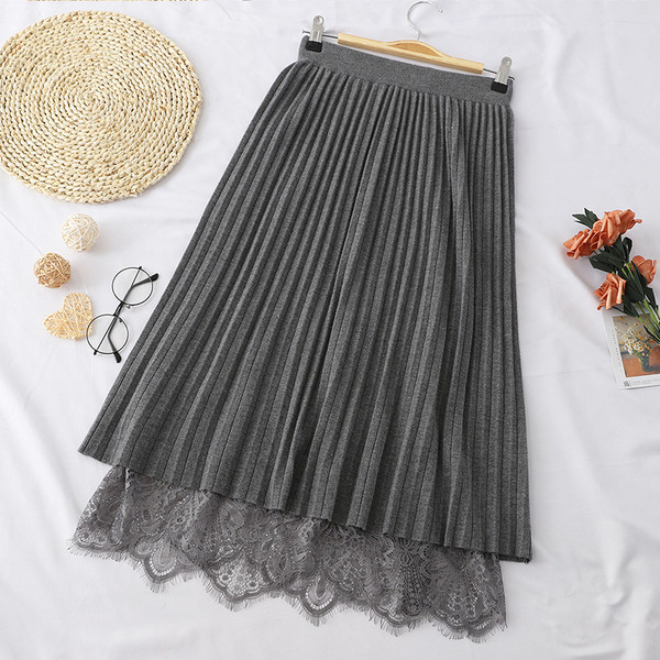 Fusta lunga de dama actuala cu dantela in mai multe culori