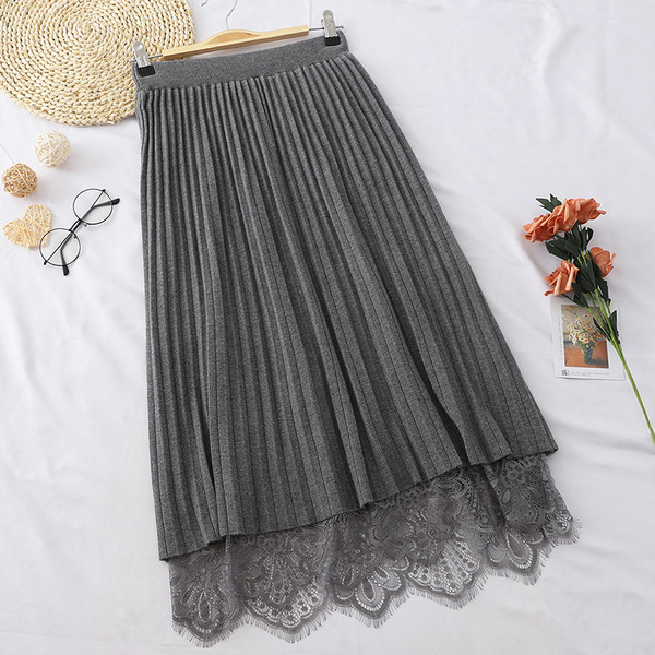 Fusta lunga de dama actuala cu dantela in mai multe culori