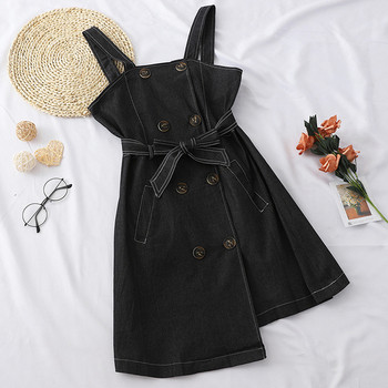 Rochie de dama din denim model asimetric cu curea in doua culori