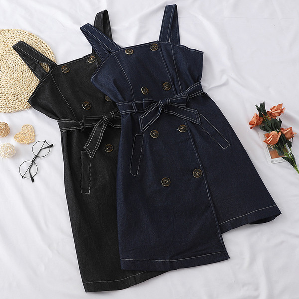 Rochie de dama din denim model asimetric cu curea in doua culori