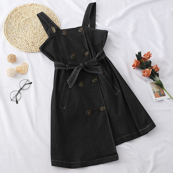 Rochie de dama din denim model asimetric cu curea in doua culori