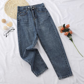 Blugi moderni de dama cu talie inalta in albastru